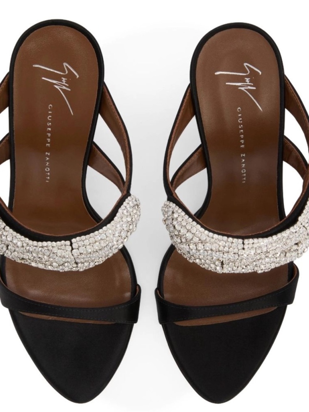 Giuseppe Zanotti Black Satin Heels with Swarovski Crystals - Picture 3 of 6